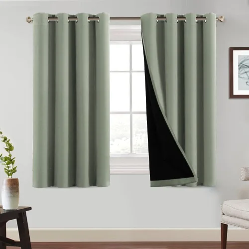 Vista 46 de PrinceDeco Cortinas 100% opacas de 54 pulgadas de largo, completamente opacas, tratamiento de ventanas, cortinas forradas con aislamiento térmico