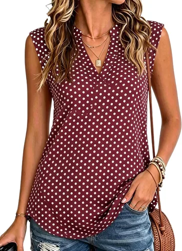 Vista 8 de Halife Women's Sleeveless Floral Print V Neck Tunic Tank Tops Blouse Shirts