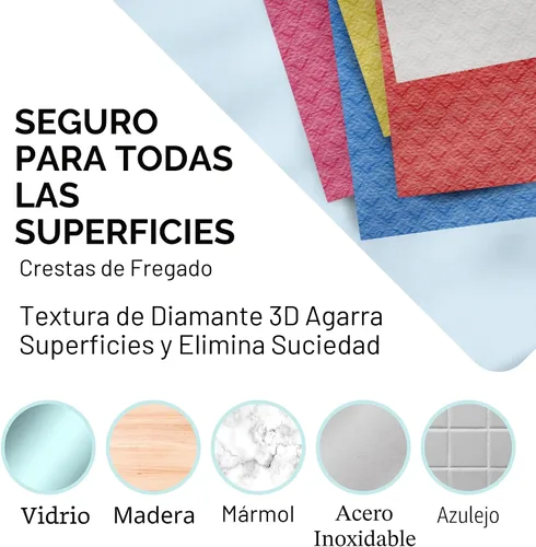 Vista 7 de Paños de esponja de celulosa sueca para platos, paquete de 10 paños de limpieza ecológicos, sin olor, reutilizables, para cocina, absorbente