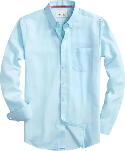 Vista 10 de Camisas Oxford de manga larga para hombre, ajustadas, ligeras, casuales, con botones y bolsillo