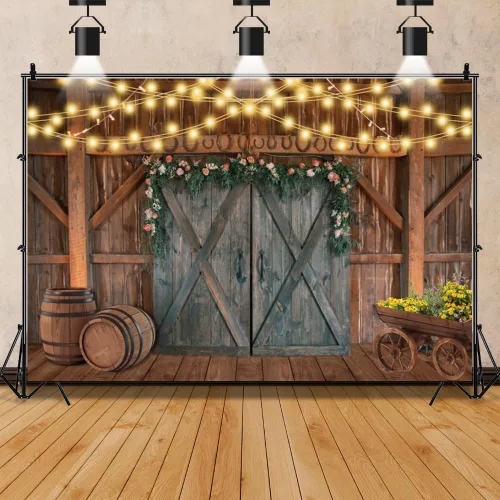 Vista 5 de Telón de fondo occidental para decoración de fiesta, fondo de granero, decoración de fiesta de vaquero, pancarta de 10 x 8 pies, diseño de granja