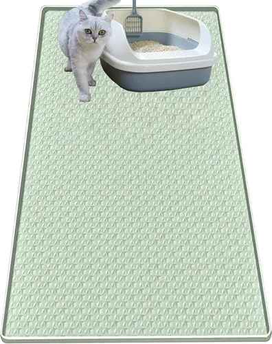 Vista 14 de Alfombra para Arena de Gatos, Alfombra de Silicona Grande para Caja de Arena - 28 x 22 pulgadas, Impermeable y Antideslizante, Duradero y Fácil