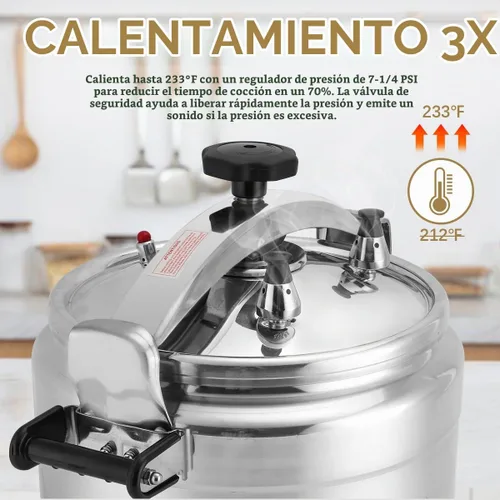 Vista 3 de BreeRainz Olla a Presión con Abrazadera de 26 Cuartos, Olla a Presión de Aluminio con Sistema de Bloqueo de Barra de Abrazadera Ultra Seguro