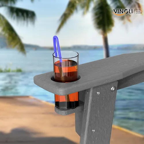 Vista 2 de VINGLI Sillas Adirondack de plástico, plegables con soporte para tazas, material de polietileno de alta densidad impermeable, cómoda capacidad