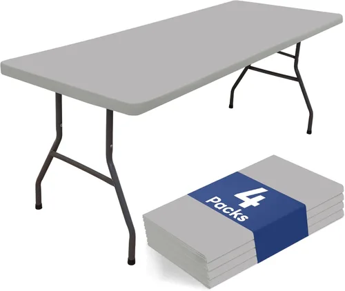 Vista 26 de homing Paquete de 4 manteles rectangulares de 4 pies, mantel ajustable de poliéster impermeable, lavable, para picnic, campamento, al aire libre