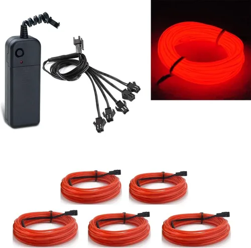 Vista 11 de ABALDI Cable EL, luz de neón portátil, funciona con pilas, paquete de cables electroluminiscentes, alto brillo para decoración de fiestas de Navidad