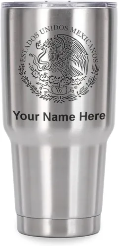 Vista 41 de LaserGram - Vaso personalizado de 20 onzas, bandera de México (negro)