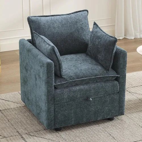 Vista 28 de Otomana cuadrada grande de 27 pulgadas con almacenamiento, reposapiés tapizado moderno con patas antideslizantes para sofá, mesa de café, sala