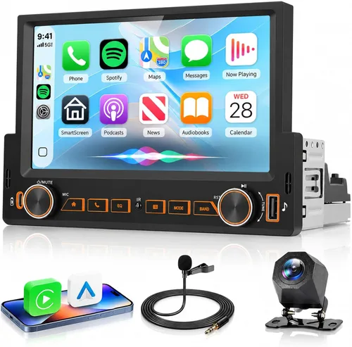 Vista 7 de Radio de Coche Una DIN Estéreo con Carplay Inalámbrico y Android Auto, Radio con Pantalla Táctil HD IPS de 6.9", Receptor de Audio Bluetooth 5.2