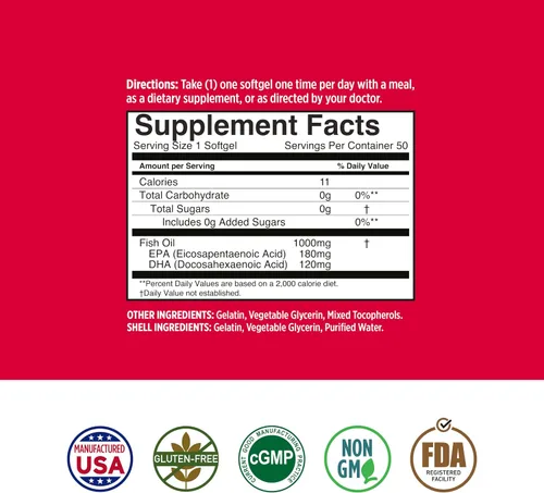 Vista 6 de Basic Brands Smart Heart Omega-3 Aceite de pescado 1000 mg – Apoya la salud del corazón, triglicéridos saludables, función cerebral y bienestar