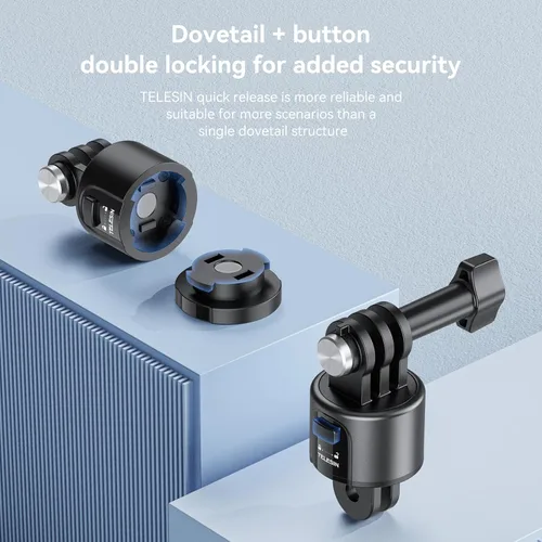 Vista 3 de TELESIN Base de adaptador de montaje para accesorios GoPro, montaje magnético de trípode de cámara de liberación rápida para DJI Action Osmo 3/4/5