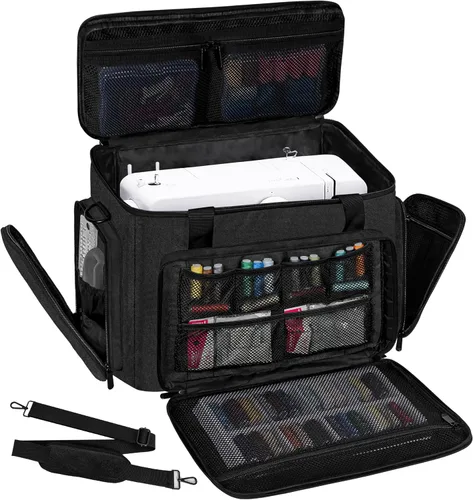 Vista 6 de Estuche de transporte para máquina de coser con múltiples bolsillos de almacenamiento para accesorios, bolsa universal de almacenamiento compatible