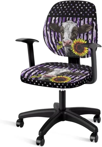 Vista 45 de Talayituse - Funda para silla de oficina o computadora con estampado de estrellas de playa, funda de asiento dividida elástica, extraíble y lavable