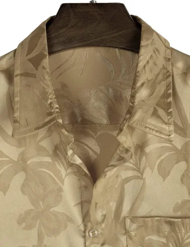 Vista 4 de VATPAVE Camisas de verano jacquard de ajuste regular para hombre, estilo casual, con botones, manga corta, con bolsillo