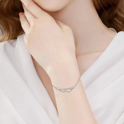 Vista 5 de POPLYKE Pulsera de plata de ley 925 con infinitovacaalacruzcorazón para mamá e hija, joyería para regalos de cumpleaños
