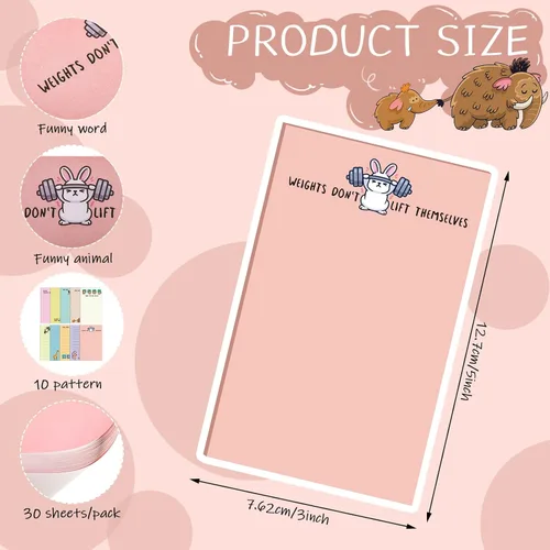 Vista 2 de Spakon 10 Packs Funny Memo Notepads Funny Novelty Humor Note Pads Office Christmas Coworker Gifts for Women Affirmation Kraft Yoga Animal Notepads