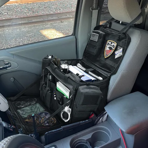 Vista 2 de Bolsa de patrulla Trunab para aplicación de la ley, bolsa de servicio policial, organizador de asiento delantero de automóvil compatible con laptop