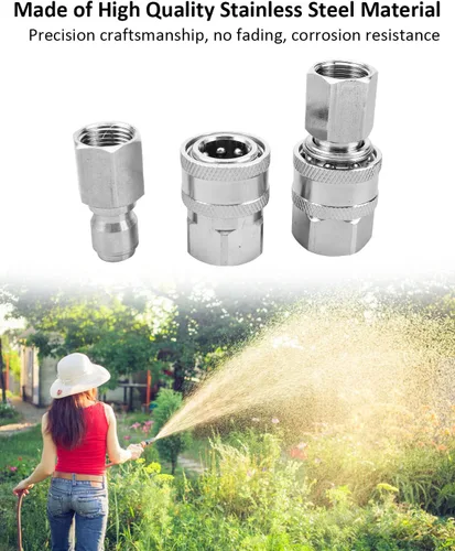 Vista 2 de NPT - Kit de conector rápido macho y hembra de acero inoxidable de 3/8 pulgadas, adaptadores de lavadora a presión, conector rápido, rosca interna