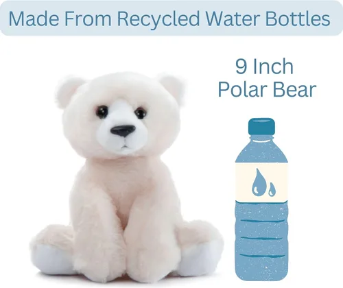 Vista 7 de The Petting Zoo Peluche de oso polar, regalos para niños, animales salvajes de la vida silvestre, oso polar de 9 pulgadas