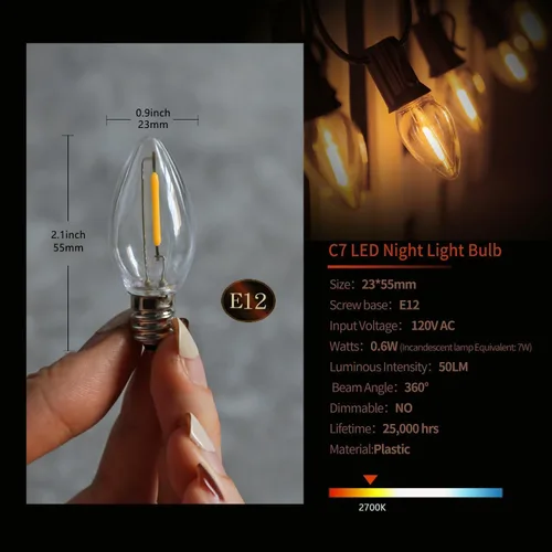 Vista 2 de 4 Cables de Accesorios con 4 Bombillas de Luz LED Cable Blanco de 6 Pies con Interruptor de Encendido/Apagado Enchufes E12 Bombillas LED Candelabra