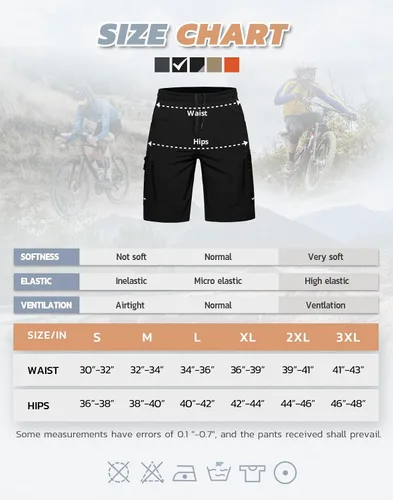 Vista 6 de Ally Pantalones cortos de ciclismo de montaña para hombre, acolchados en 4D, ligeros, holgados, con bolsillos con cremallera, para ciclismo