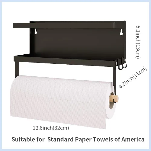 Vista 7 de Soporte magnético para toallas de papel para refrigerador, estante magnético para especias, estante magnético para estufa, toallero de montaje