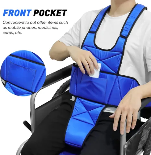Vista 3 de YHK Cinturón de seguridad para silla de ruedas, cinturón de seguridad para silla de ruedas, chaleco de soporte de torso ajustable, correas de hombro