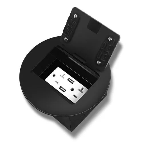 Vista 8 de Kit de Enchufe Circular Empotrado en Piso con 2* 20 Amperios de Acero Inoxidable GFCI, Receptáculo a Prueba de Manipulaciones, Hardware Resistente a