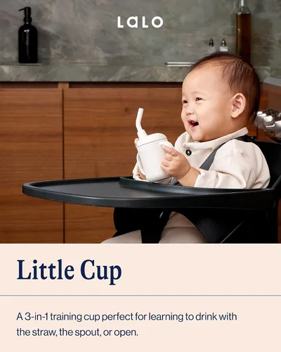 Vista 2 de Lalo Little Cup, Vaso con Pajita de Silicona No Tóxica con Asas - Vaso Entrenador para Bebés y Niños Pequeños - Sistema de Entrenamiento de Mini