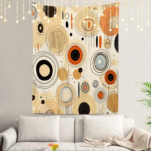 Vista 30 de Shrahala Tapiz de pared de hojas de arce otoñal, hojas rojas sin costuras sobre negro para colgar en la pared, tapiz grande decorativo de fibra