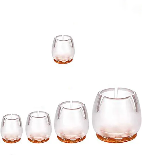 Vista 6 de Tapas para patas de silla, redondas de silicona transparente para patas de muebles de mesa, protectores de piso de madera, almohadillas de fieltro