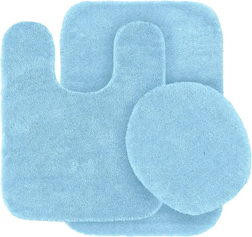 Vista 4 de MK Home Collection - Juego de alfombras de baño, 3 piezas, alfombrilla de contorno y cubierta de tapa, sólido respaldo de goma antideslizante