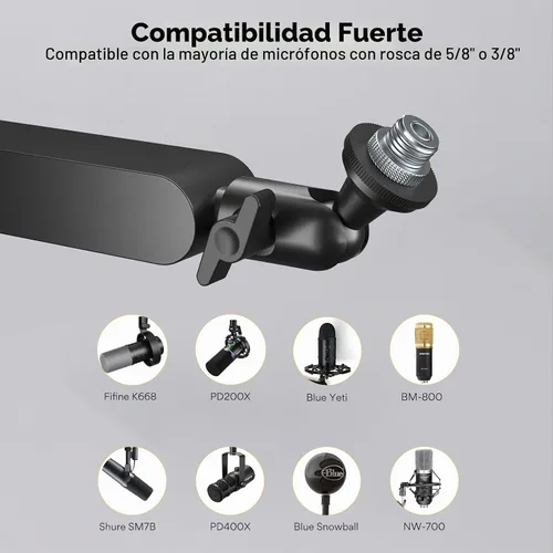 Vista 9 de MAONO Micrófono dinámico PD200X con brazo de brazo BA92 para podcast, estudio, transmisión, grabación, voz