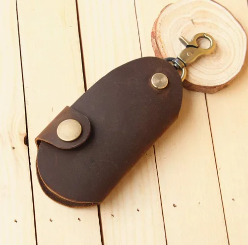 Vista 9 de Upgrade Handmade High Quality Snap Closure Leather Car Door Multifunction Key Case