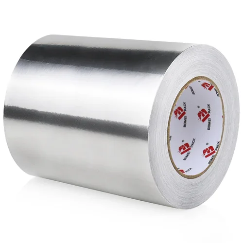 Vista 9 de BOMEI PACK Cinta de lámina de aluminio, cinta de conducto de metal resistente, cinta plateada de alta temperatura, perfecta para sellar y reparar
