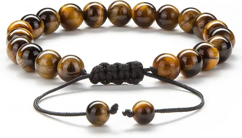 Vista 5 de Hamoery Pulsera de regalo para hombres y mujeres, cuerda trenzada natural, ojo de tigre, pulsera de yoga, pulsera 21018, Piedra