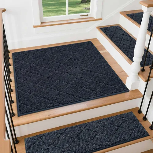 Vista 32 de COSY HOMEER - Alfombra antideslizante para escaleras, para interiores y escalones de madera, para niños y perros, 100 % poliéster, base de Beige