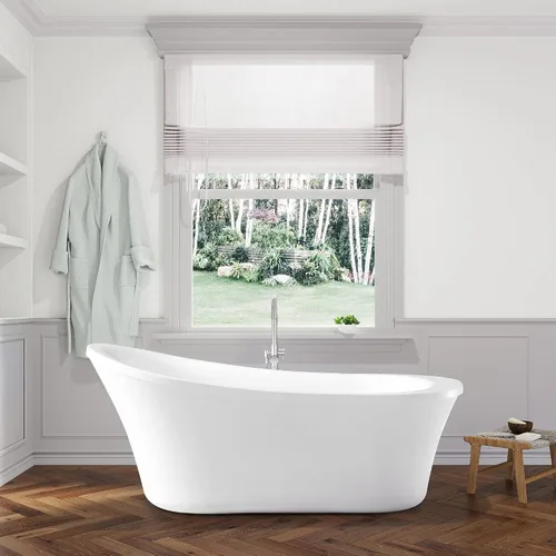 Vista 2 de Ove Decors Athena - Grifo de bañera independiente con 1 mango, cromado, con ducha de mano