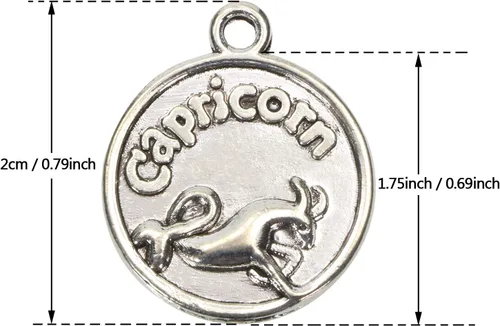 Vista 2 de Tupalizy 24 dijes de signo del zodiaco a granel para collares, pulseras, llaveros, aretes, gargantillas vintage redondas, 12 colgantes