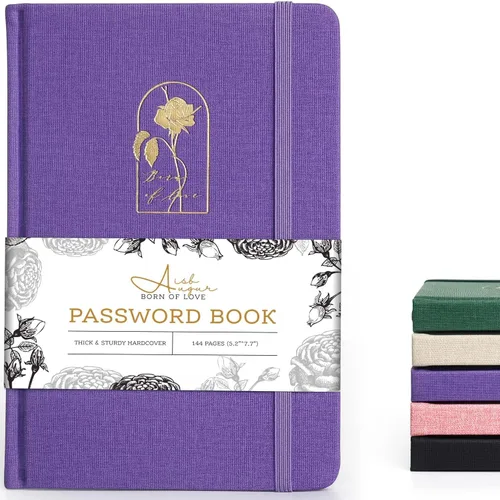 Vista 23 de molekaus Libro de contraseñas con pestañas alfabéticas, pequeño guardián de contraseñas con espacio adicional para cambiar la contraseña. Cuaderno