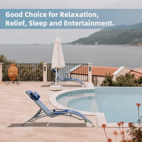 Vista 8 de domi outdoor living Domi - Juego de 2 sillas de salón de aluminio para exteriores con 5 posiciones ajustables, tumbona al aire libre para piscina