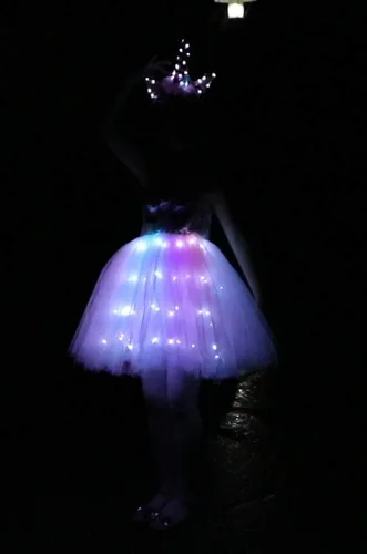 Vista 6 de Disfraz de princesa de unicornio para niñas, disfraz de fiesta de cumpleaños con luz LED, vestido de tutú de Halloween con diadema