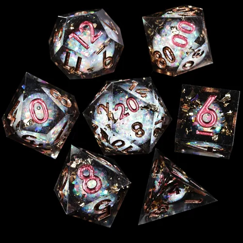Vista 14 de Mini Planet RPG DND - Juego de mesa poliédrico de resina de borde afilado de Dungeons and Dragons, hecho a mano, 7 piezas (dinosaurio 3D)
