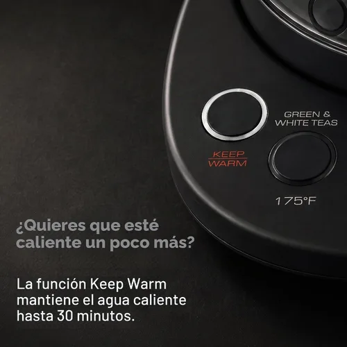 Vista 6 de Vianté - Tetera eléctrica con infusor para hojas sueltas. Elaborador de té caliente con control de temperatura y apagado automático. Tetera