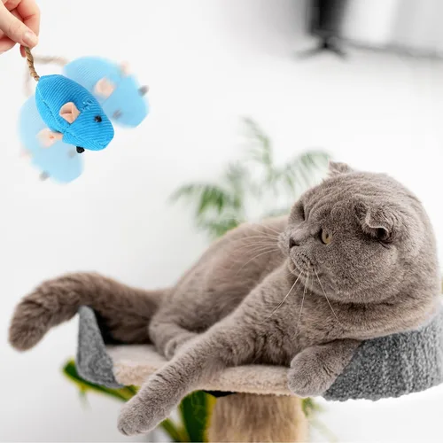 Vista 5 de Mozeat Lens Paquete de 8 ratones de juguete para gatos, juguetes interactivos para gatos, ratones de peluche, juguetes de gato con hierba gatera