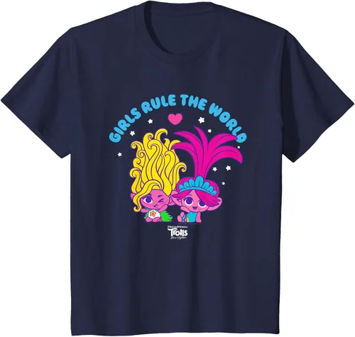 Vista 41 de DreamWorks Trolls Band Together - Camiseta para niñas con leyenda "Rule", diseño Negro