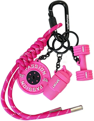 Vista 8 de Llavero con mancuernas de gimnasio, regalo para mujeres y hombres, bonitos llaveros de automóvil para gimnasio, regalo de fitness
