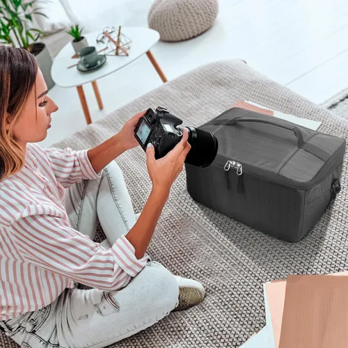 Vista 4 de Koolertron - Bolso universal para cámara DSLR, con particiones acolchadas forradas para lentes, funda protectora impermeable, para Canon/Nikon/Sony