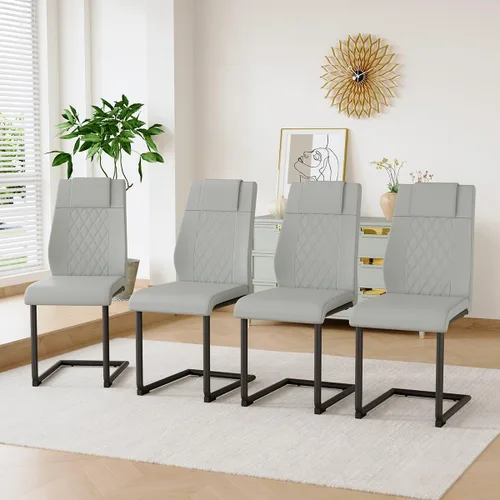 Vista 17 de gopop Juego de 4 sillas de comedor, modernas sillas de cocina y comedor con patas de metal galvanizado, sillas laterales tapizadas para comedor