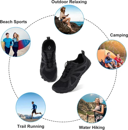 Vista 7 de Lefflow Zapatos de agua de senderismo para mujer, minimalistas, para playa, piscina, caminar, zapatos deportivos Caja de punta ancha